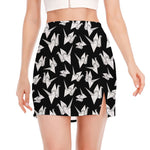 Black And White Origami Pattern Print Side Slit Mini Skirt