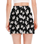 Black And White Origami Pattern Print Side Slit Mini Skirt