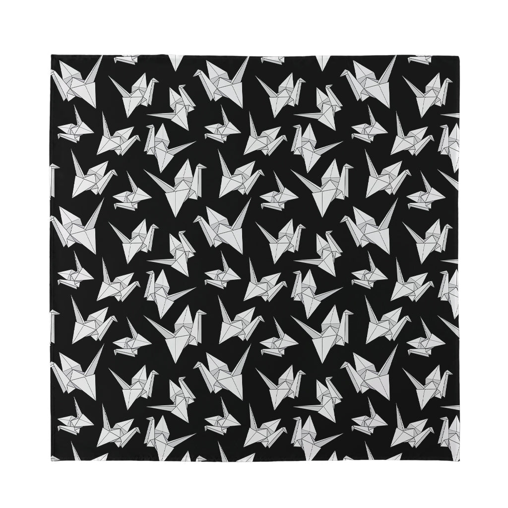 Black And White Origami Pattern Print Silk Bandana