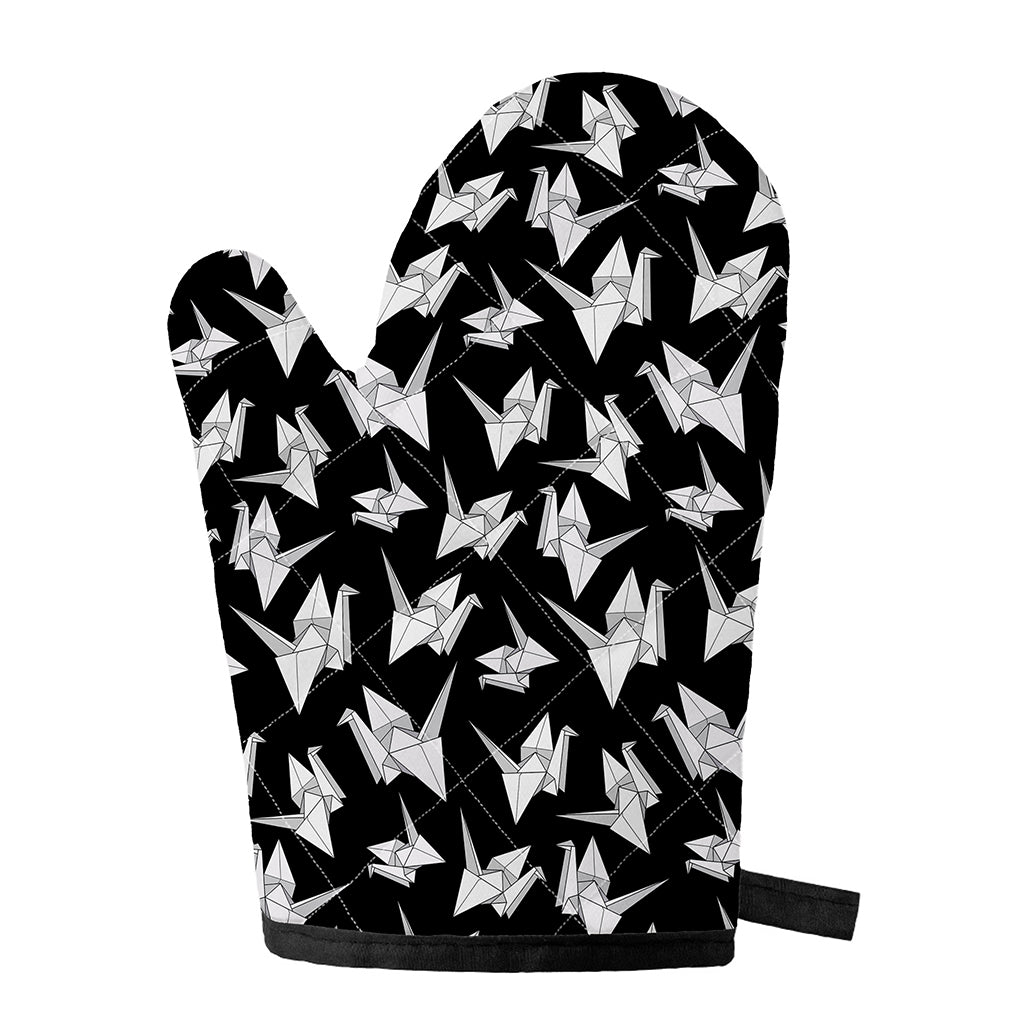 Black And White Origami Pattern Print Single Oven Mitt