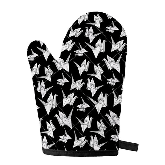 Black And White Origami Pattern Print Single Oven Mitt