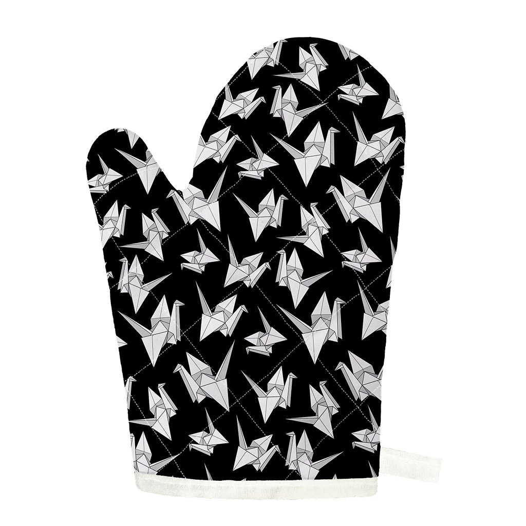 Black And White Origami Pattern Print Single Oven Mitt