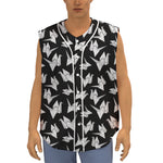 Black And White Origami Pattern Print Sleeveless Baseball Jersey