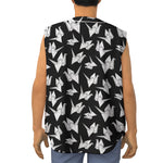 Black And White Origami Pattern Print Sleeveless Baseball Jersey