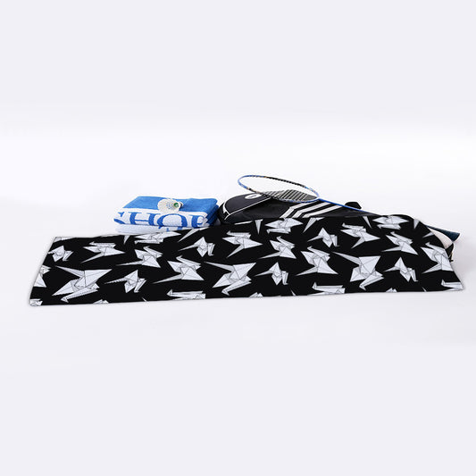 Black And White Origami Pattern Print Sports Towel