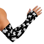 Black And White Origami Pattern Print Sun Protection Arm Sleeves