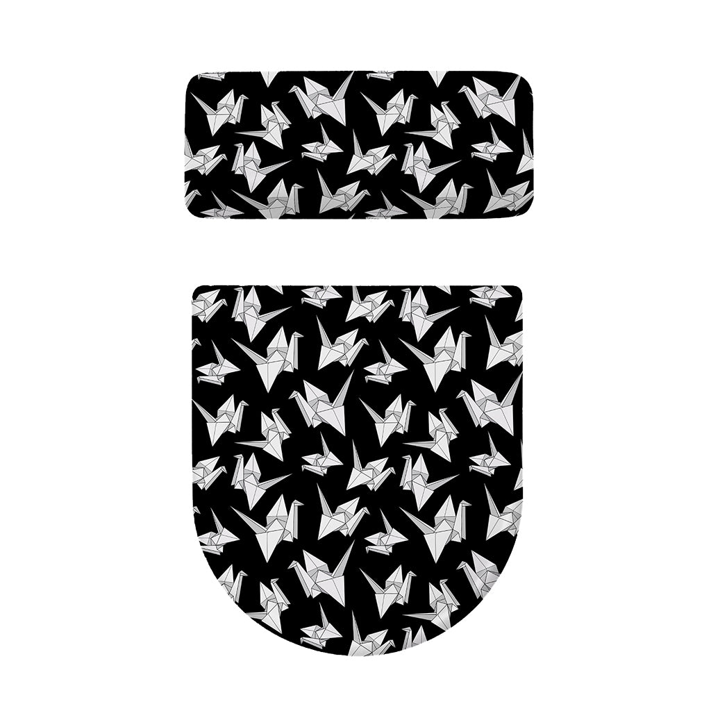 Black And White Origami Pattern Print Toilet Lid And Tank Cover Set