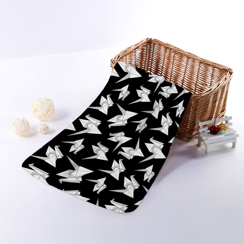 Black And White Origami Pattern Print Towel