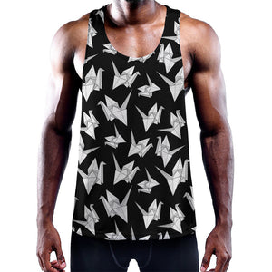 Black And White Origami Pattern Print Training Tank Top