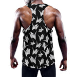 Black And White Origami Pattern Print Training Tank Top