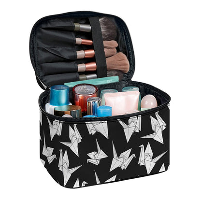 Black And White Origami Pattern Print Travel Makeup Bag