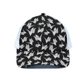 Black And White Origami Pattern Print White Mesh Trucker Hat