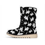 Black And White Origami Pattern Print Winter Boots