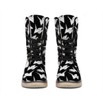 Black And White Origami Pattern Print Winter Boots