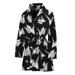 Black And White Origami Pattern Print Women's Bathrobe