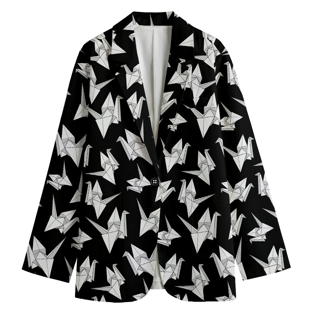 Black And White Origami Pattern Print Women's Blazer