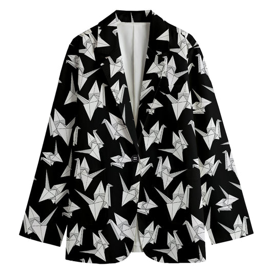 Black And White Origami Pattern Print Women's Blazer