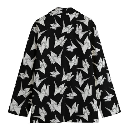 Black And White Origami Pattern Print Women's Blazer