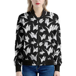 Black And White Origami Pattern Print Women's Bomber Jacket