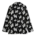 Black And White Origami Pattern Print Women's Cotton Blazer