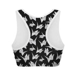 Black And White Origami Pattern Print Women's Sports Bra