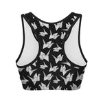 Black And White Origami Pattern Print Women's Sports Bra