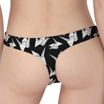 Black And White Origami Pattern Print Women's Thong
