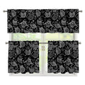 Black And White Owl Pattern Print 3 Piece Kitchen Curtains