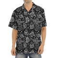 Black And White Owl Pattern Print Aloha Shirt
