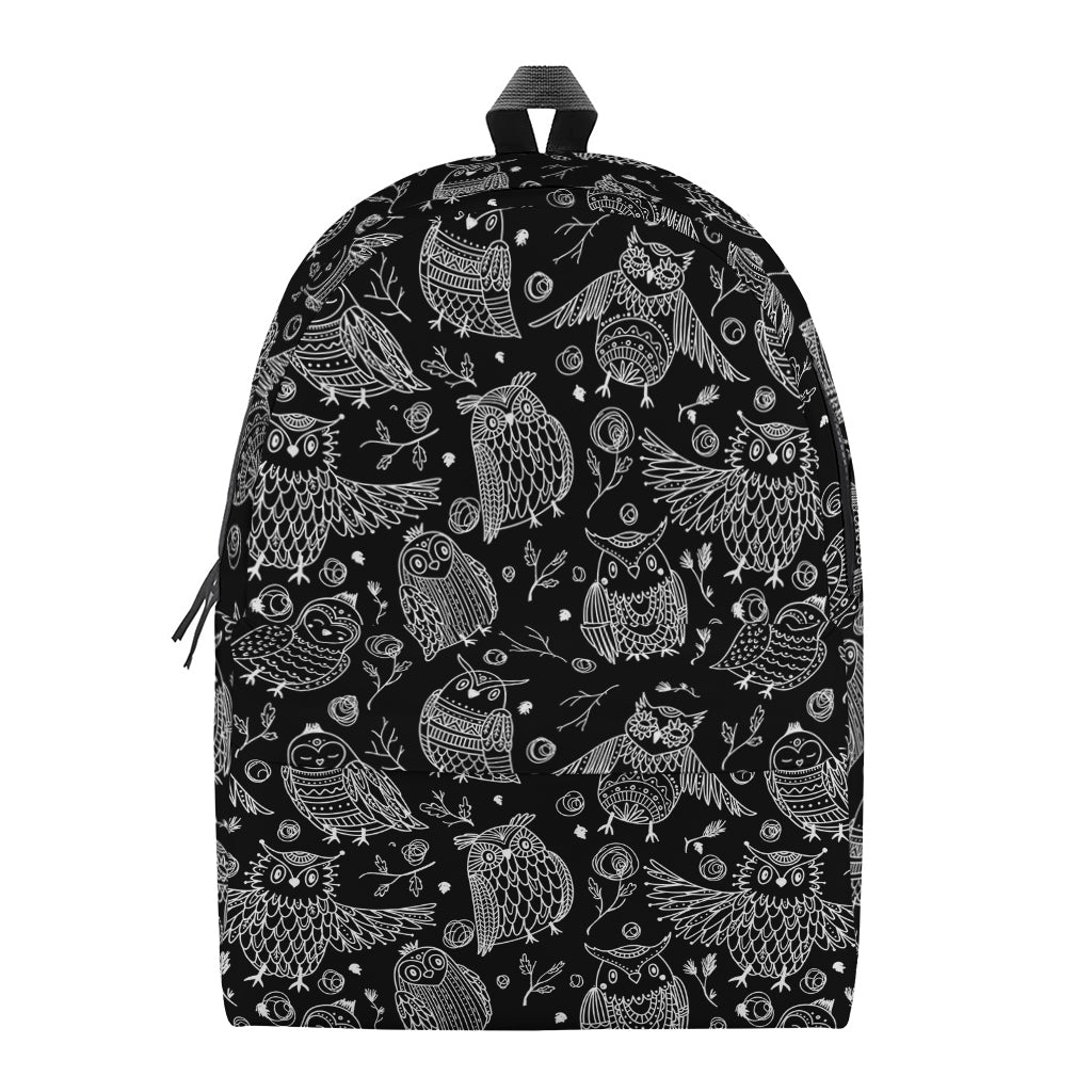 Black And White Owl Pattern Print Backpack