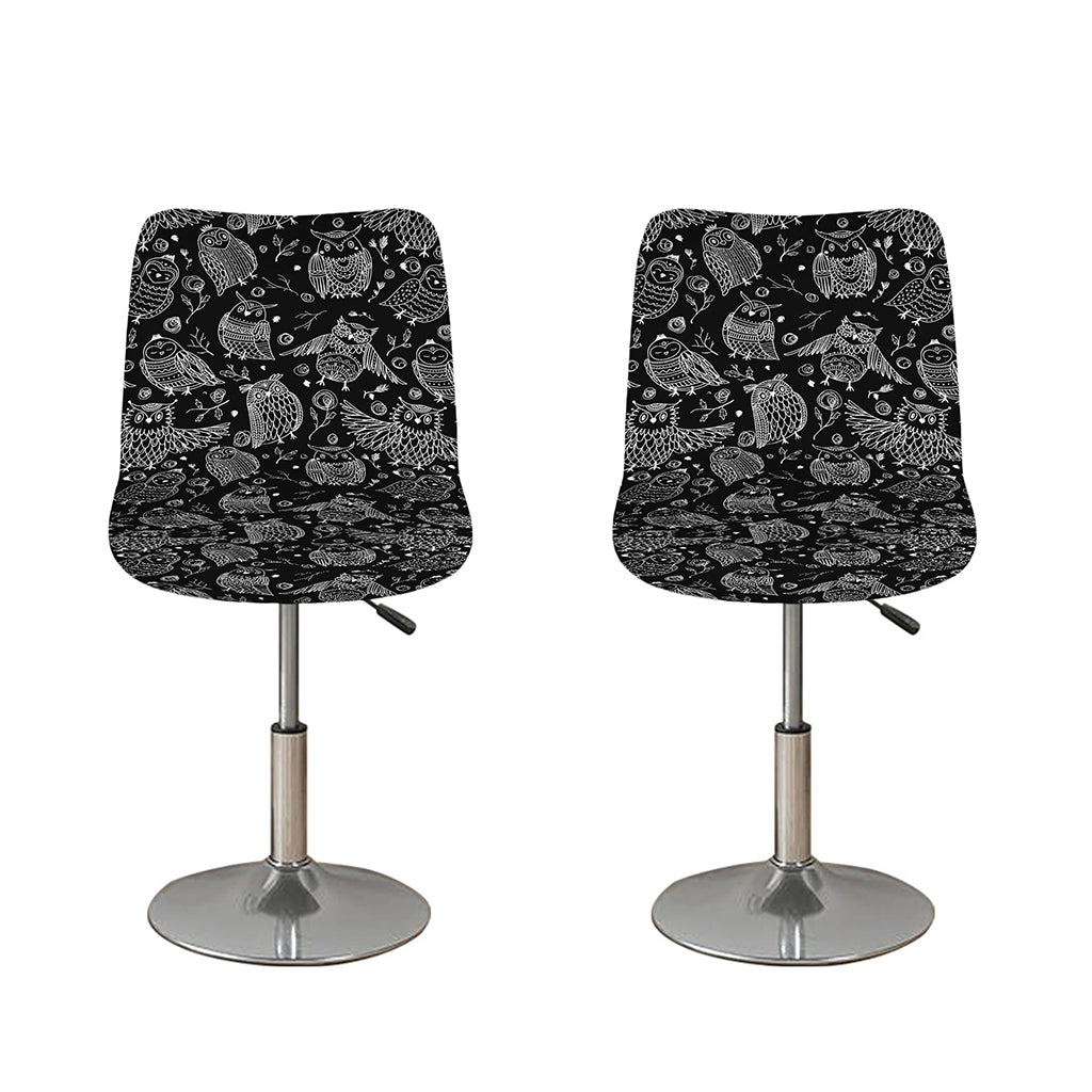 Black And White Owl Pattern Print Bar Stool Covers