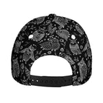 Black And White Owl Pattern Print Baseball Cap