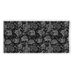Black And White Owl Pattern Print Beach Towel