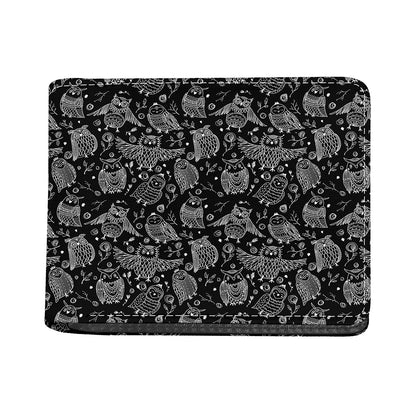 Black And White Owl Pattern Print Bifold Wallet