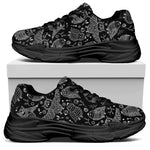 Black And White Owl Pattern Print Black Chunky Shoes