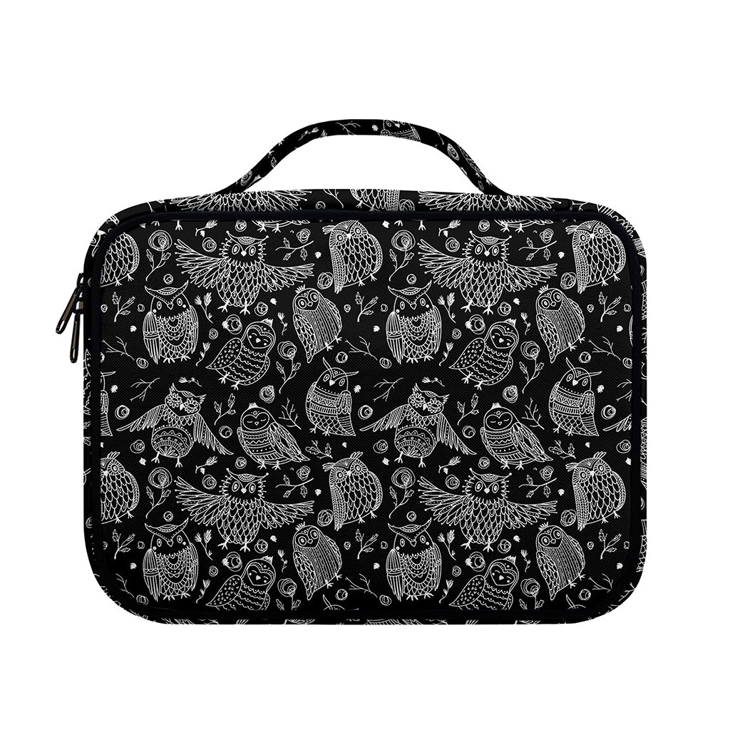 Black And White Owl Pattern Print Briefcase Bible Bag