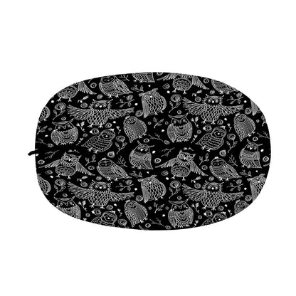 Black And White Owl Pattern Print Car Side Mirror Covers