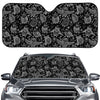 Black And White Owl Pattern Print Car Windshield Sun Shade