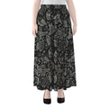 Black And White Owl Pattern Print Chiffon Maxi Skirt