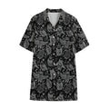 Black And White Owl Pattern Print Cotton Hawaiian Shirt