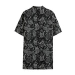 Black And White Owl Pattern Print Cotton Hawaiian Shirt