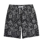 Black And White Owl Pattern Print Cotton Shorts