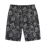 Black And White Owl Pattern Print Cotton Shorts
