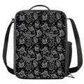 Black And White Owl Pattern Print Crossbody Lunch Bag