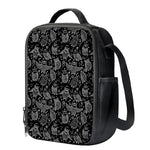 Black And White Owl Pattern Print Crossbody Lunch Bag
