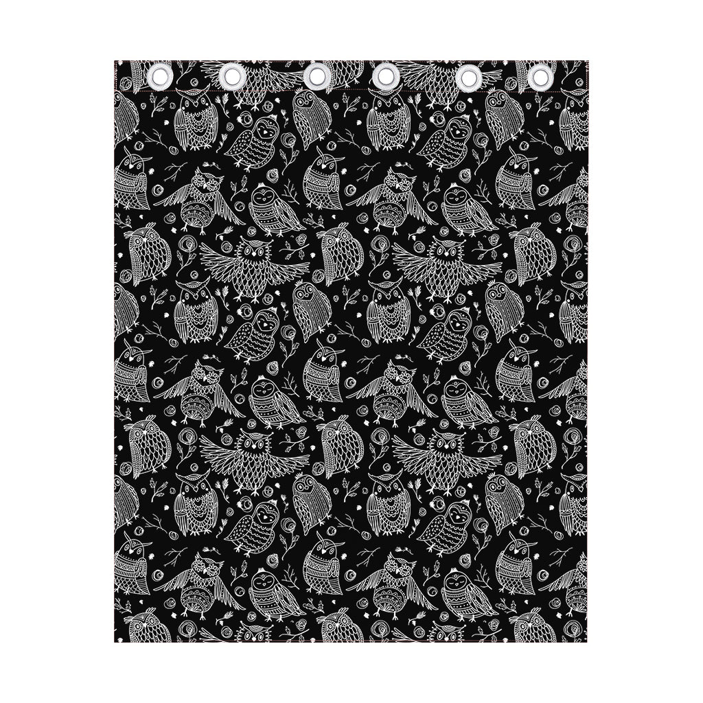 Black And White Owl Pattern Print Curtain