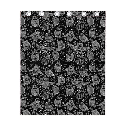 Black And White Owl Pattern Print Curtain