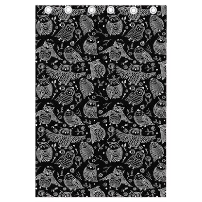 Black And White Owl Pattern Print Curtain