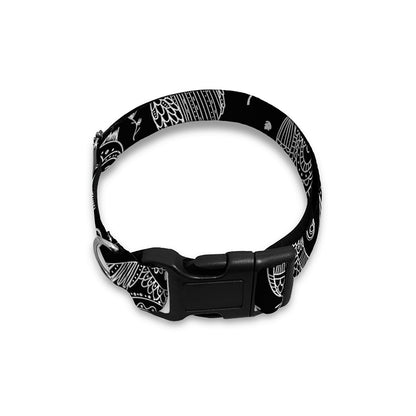 Black And White Owl Pattern Print Dog Collar