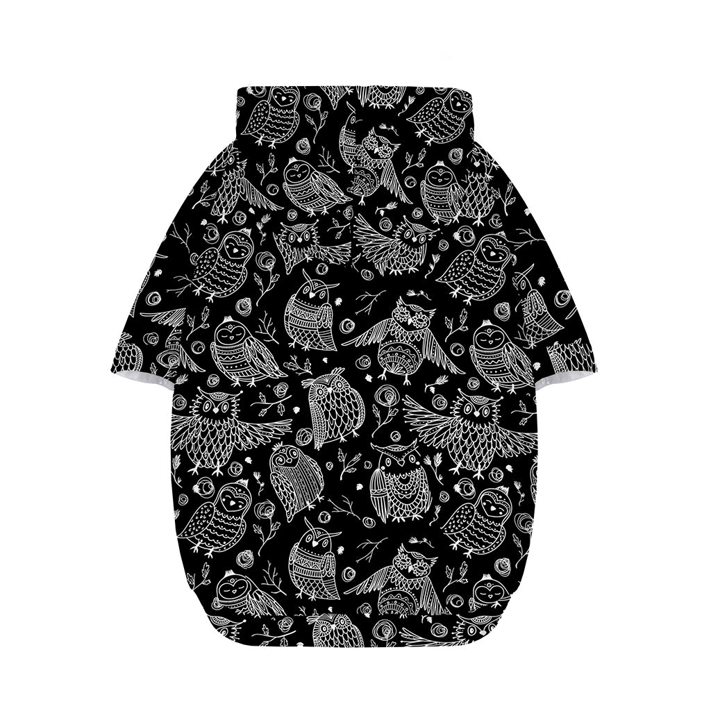Black And White Owl Pattern Print Dog Zip Up Hoodie